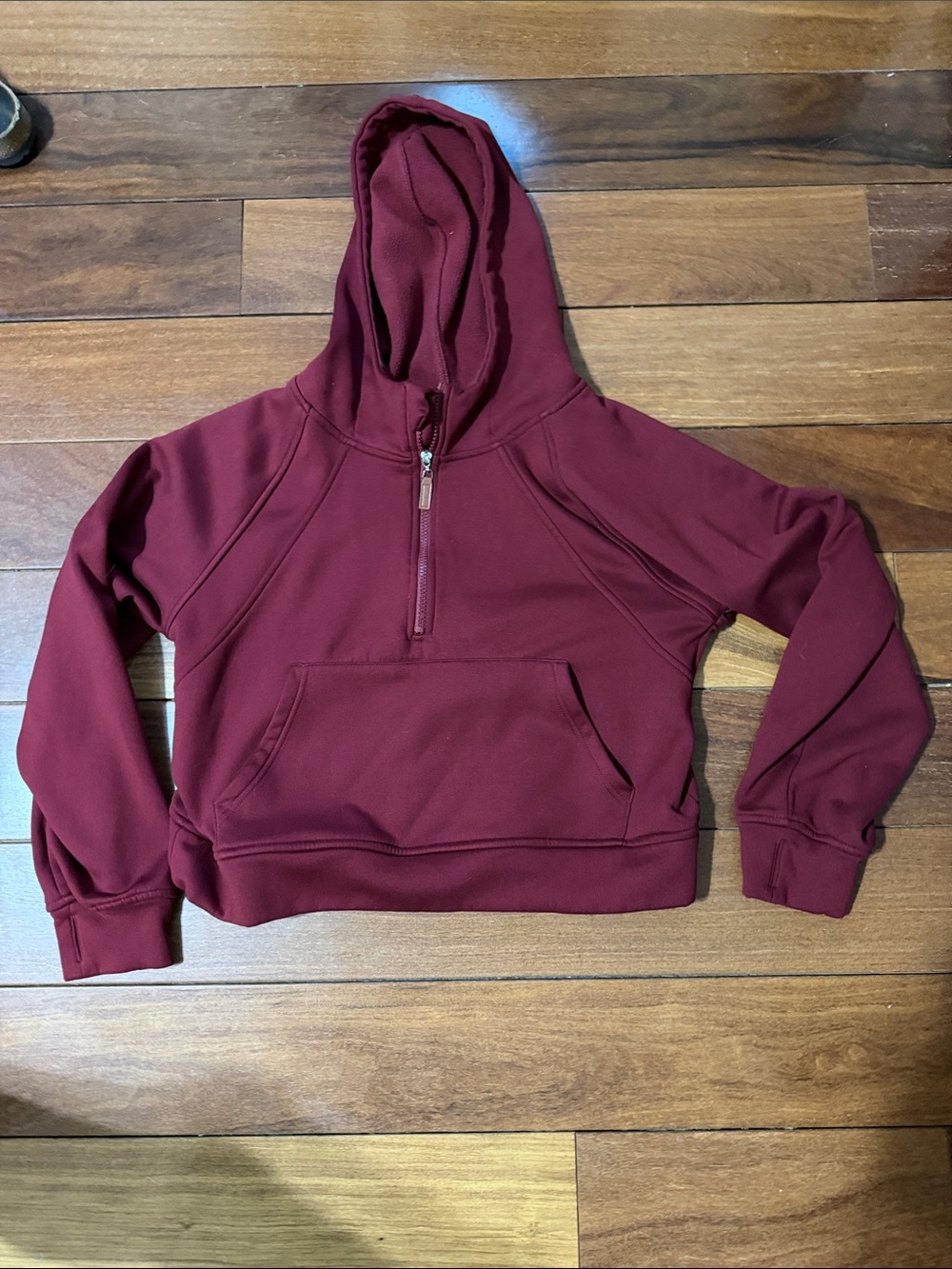 Cropped Burgundy Half-Zip Hoodie